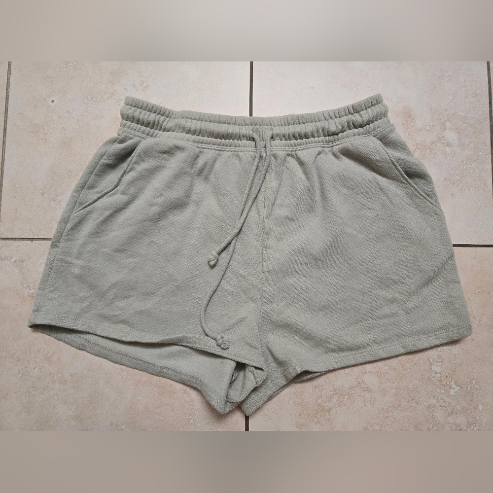 Aeropostle Women's Leisure Shorts in Sage Green In Sweat Pants Material Size S